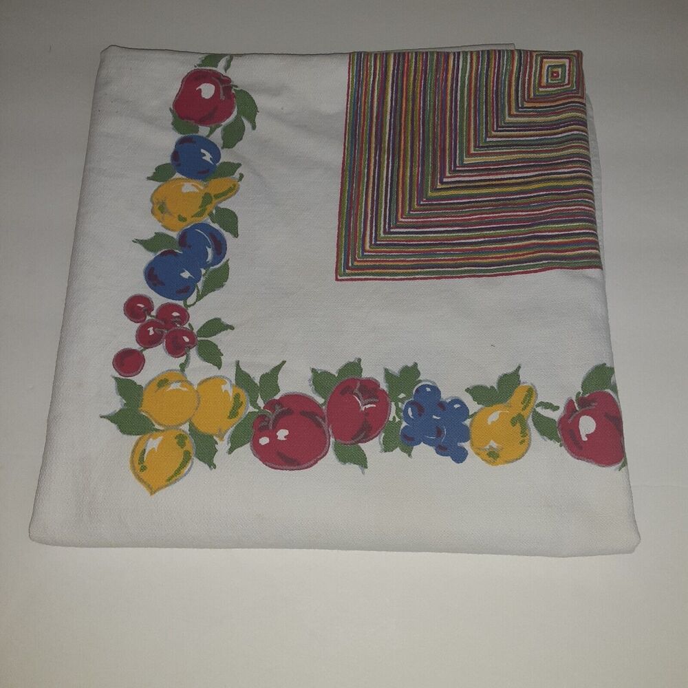 Vintage Startex Tablecloth Bountiful Fruit 53x49.5 Retro Home